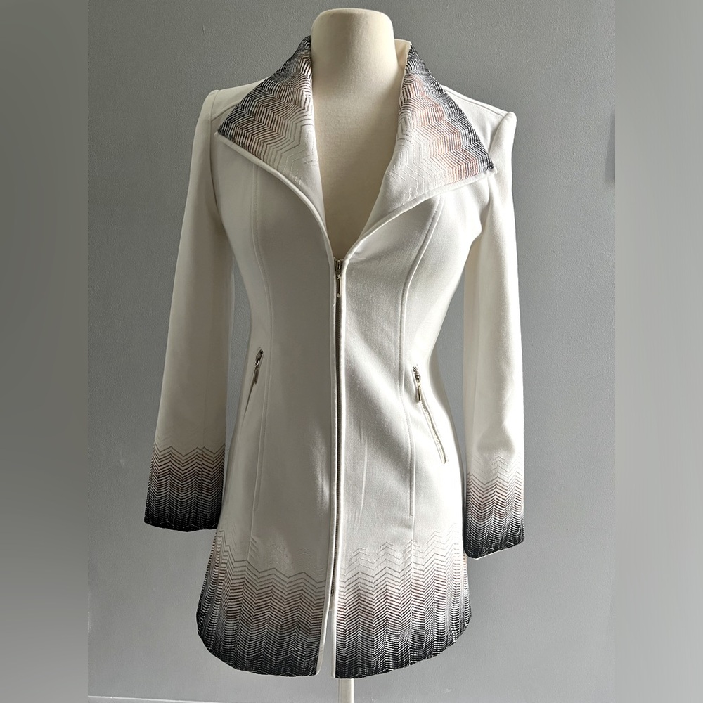 White House Black Market white embroidered long blazer dress